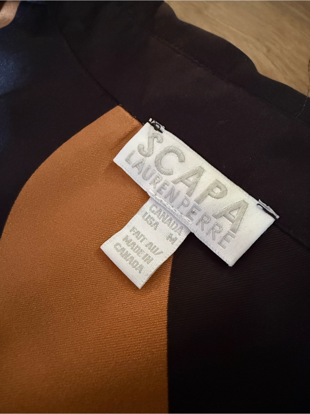 SCAPA Lauren Perre black and copper abstract shirt dress Sz M - Picture 4 of 6